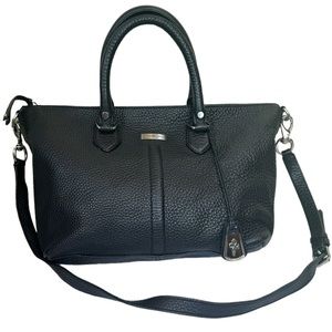 Cole Haan Pebble Leather Satchel Shoulder Crossbody Bag Tote Logo Minimalist Fob